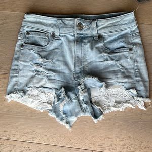 American Eagle Outfitters Hi Rise Shortie distressed shorts